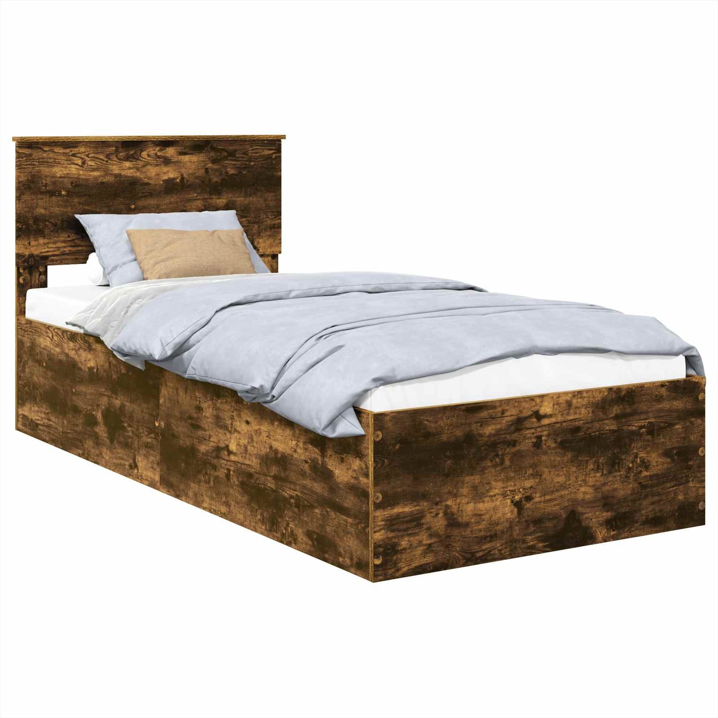 vidaXL Σκελετός Κρεβατιού Καπνιστό Δρύς 75 x 190 cm Επεξεργασμένο ξύλο