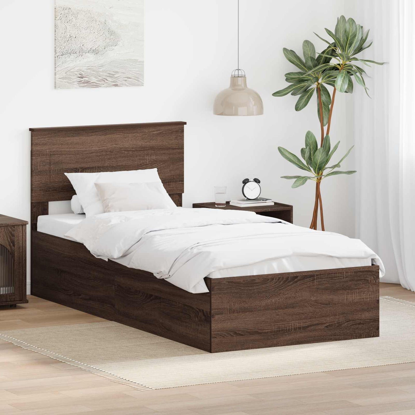 vidaXL Σκελετός Κρεβατιού Καφέ δρυς 75 x 190 cm Επεξεργασμένο ξύλο