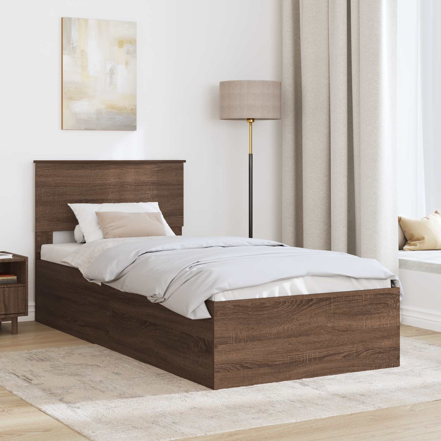 vidaXL Σκελετός Κρεβατιού Καφέ δρυς 75 x 190 cm Επεξεργασμένο ξύλο