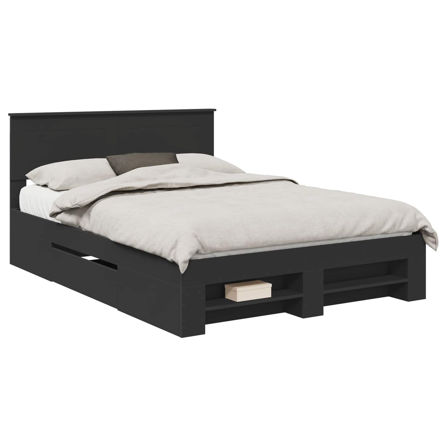 vidaXL Σκελετός Κρεβατιού Μαύρο 150 x 200 cm Επεξεργασμένο ξύλο