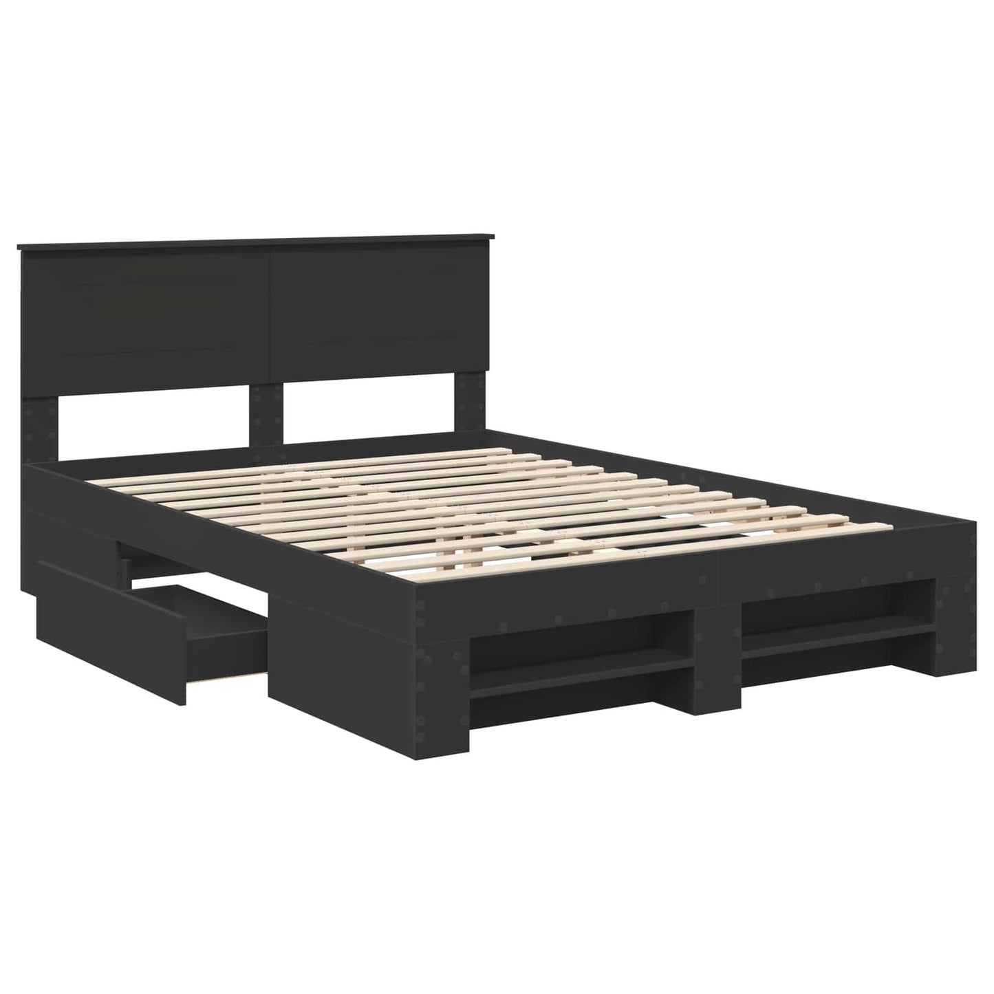 vidaXL Σκελετός Κρεβατιού Μαύρο 150 x 200 cm Επεξεργασμένο ξύλο