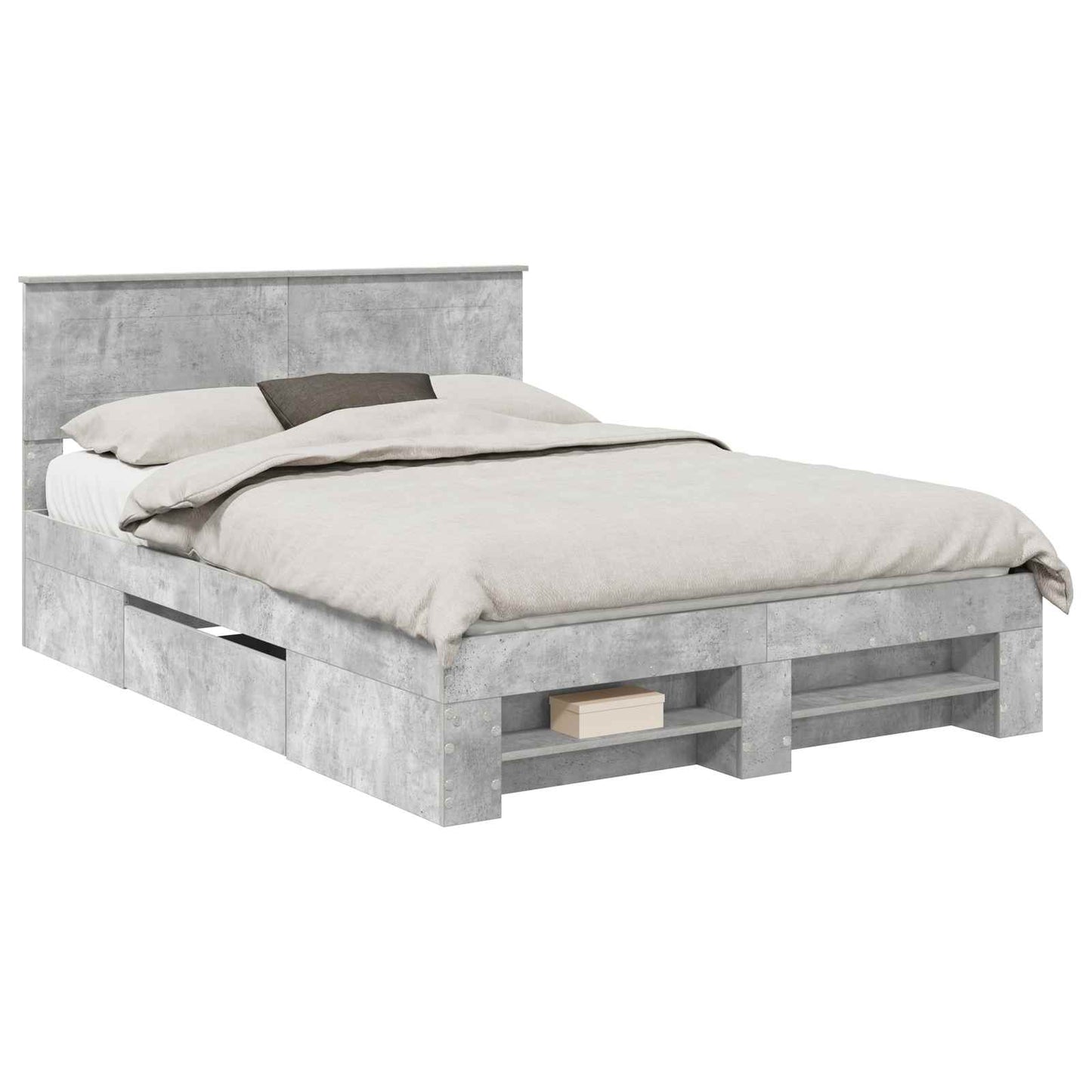vidaXL Σκελετός Κρεβατιού με κεφαλάρι Σκυρόδεμα Γκρι 150 x 200 cm