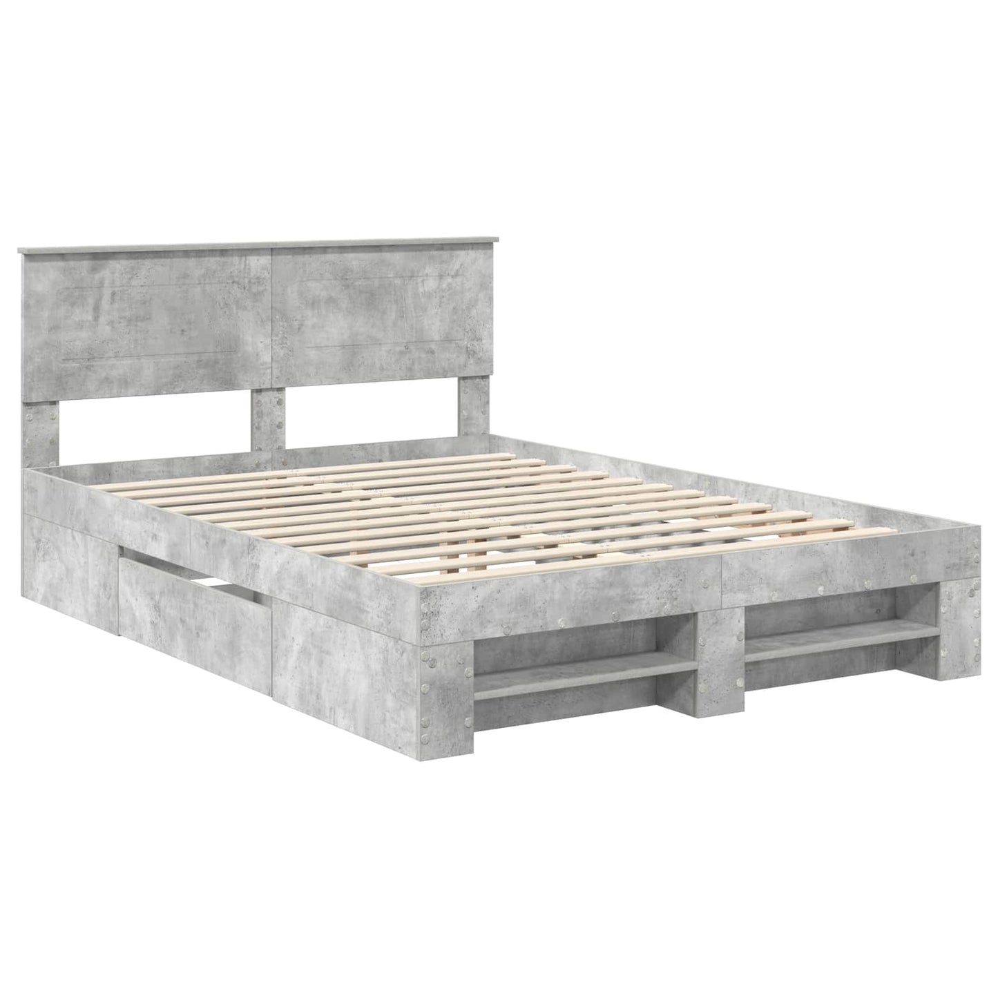 vidaXL Σκελετός Κρεβατιού με κεφαλάρι Σκυρόδεμα Γκρι 140 x 200 cm