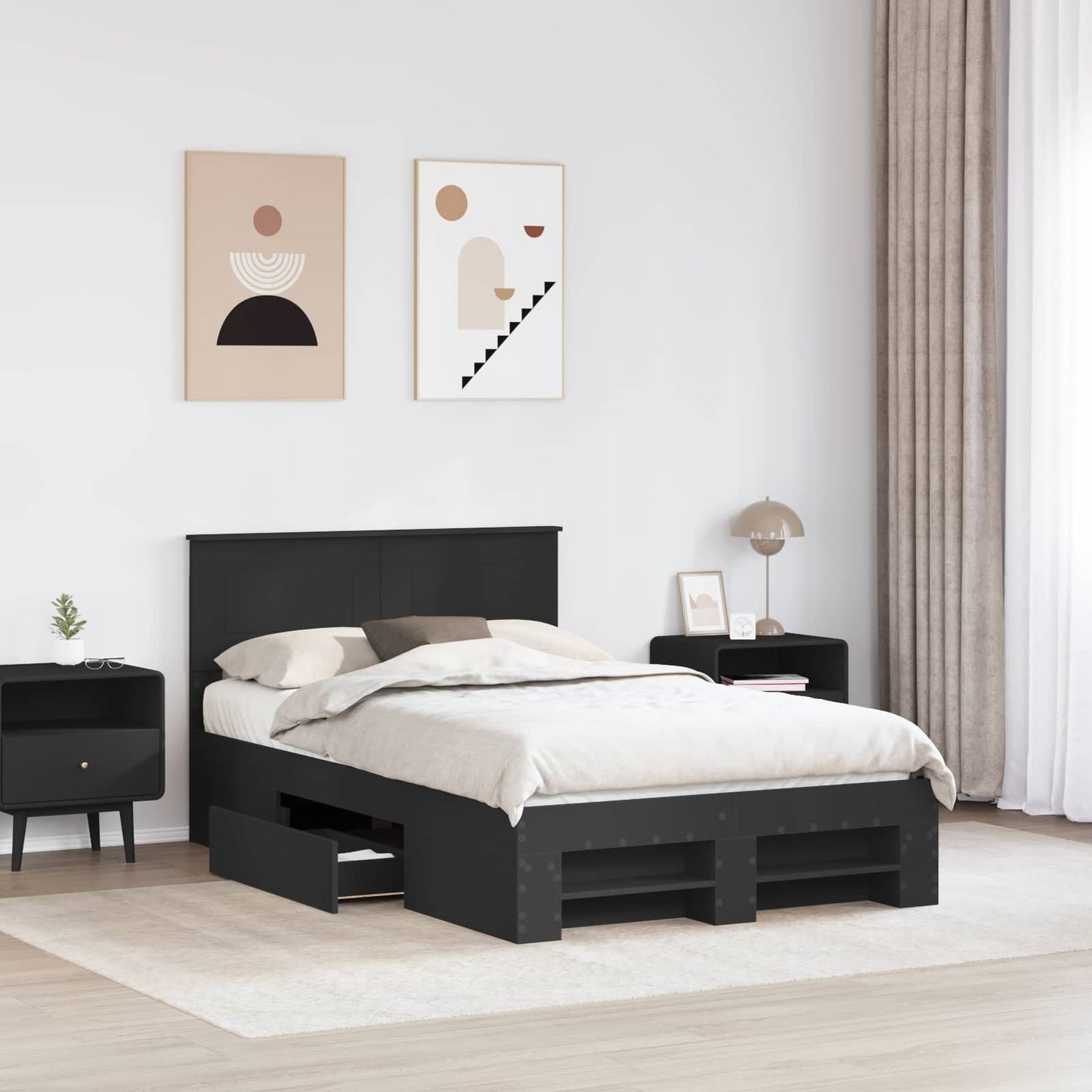 vidaXL Σκελετός Κρεβατιού Μαύρο 120 x 200 cm Επεξεργασμένο ξύλο