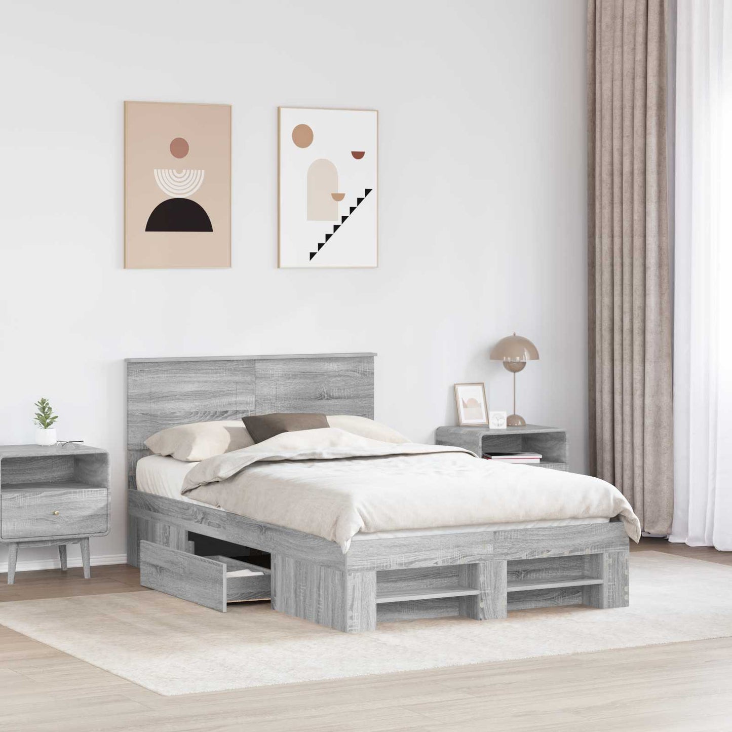 vidaXL Σκελετός Κρεβατιού με κεφαλάρι Γκρίζο Σονομα 120 x 200 cm