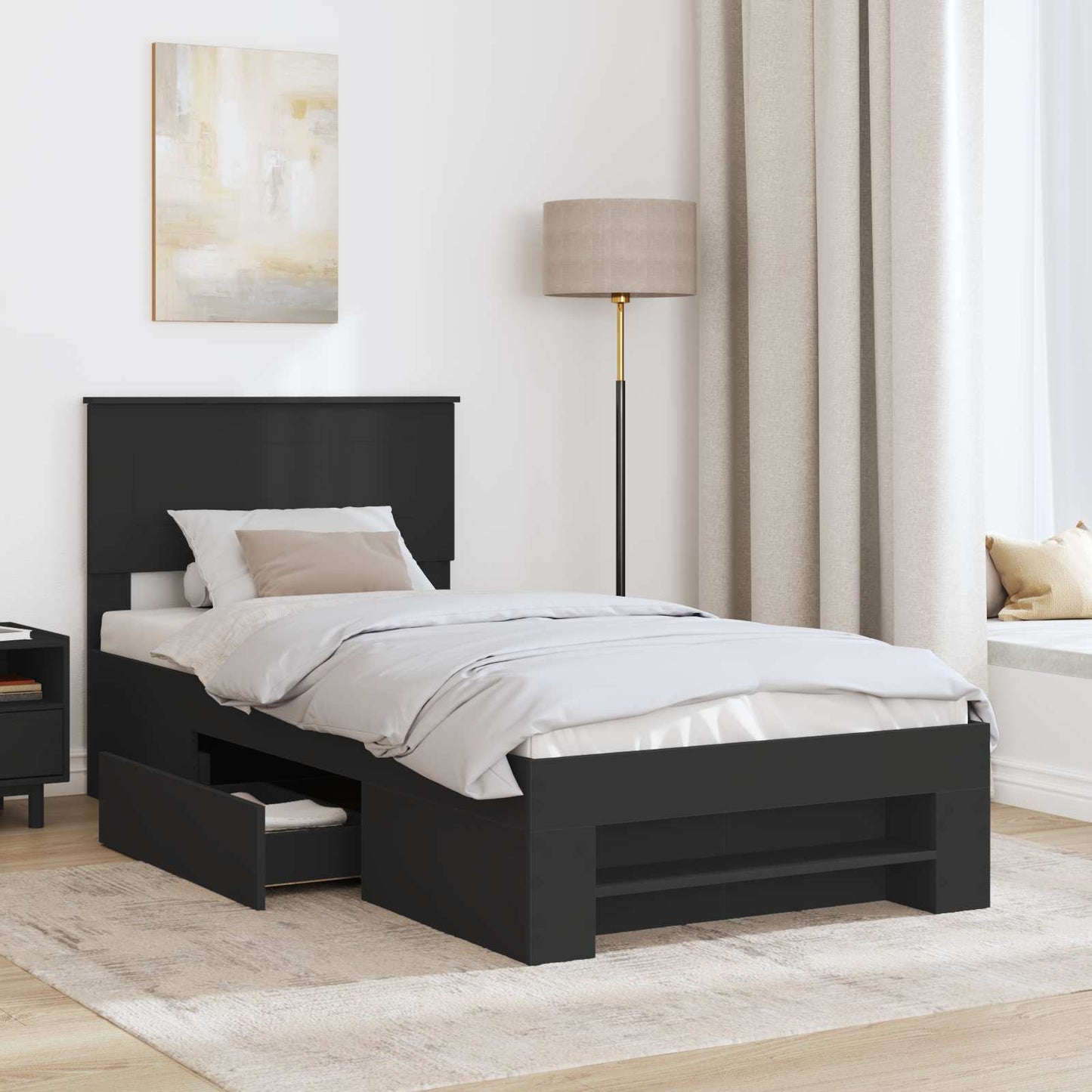 vidaXL Σκελετός Κρεβατιού Μαύρο 80 x 200 cm Επεξεργασμένο ξύλο