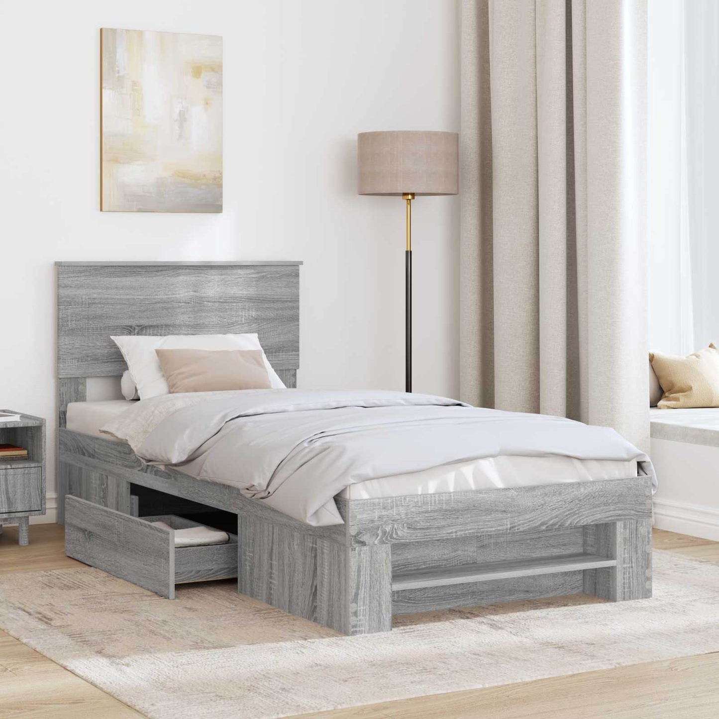 vidaXL Σκελετός Κρεβατιού Γκρίζο Σονομα 80 x 200 cm Επεξεργασμένο ξύλο