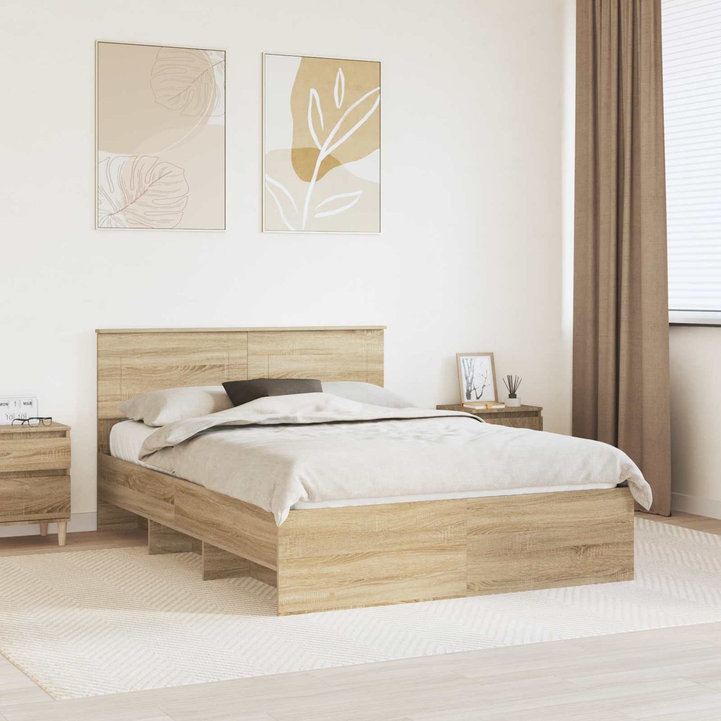 vidaXL Σκελετός Κρεβατιού Δρύς Sonoma 160 x 200 cm Επεξεργασμένο ξύλο