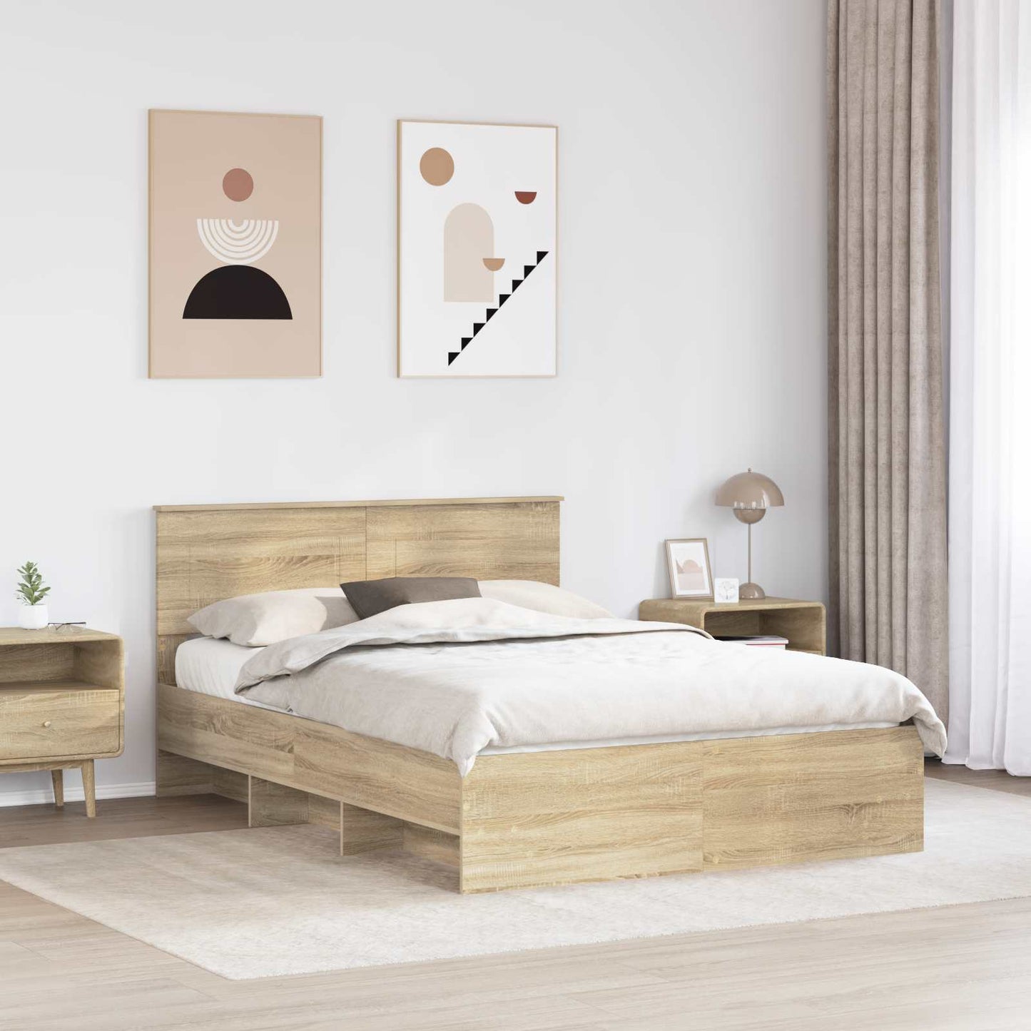 vidaXL Σκελετός Κρεβατιού Δρύς Sonoma 160 x 200 cm Επεξεργασμένο ξύλο