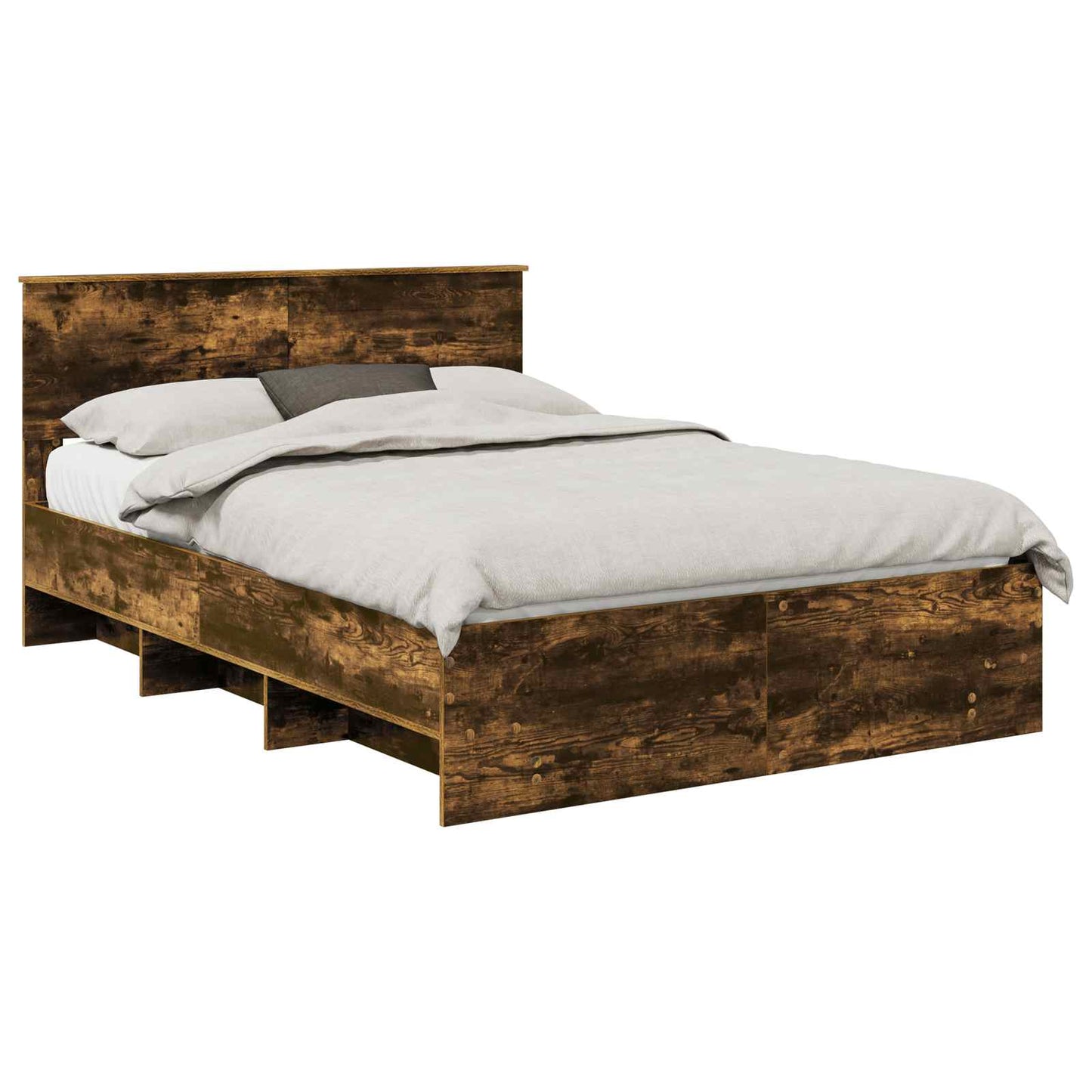 vidaXL Σκελετός Κρεβατιού με κεφαλάρι Καπνιστό Δρύς 140 x 200 cm