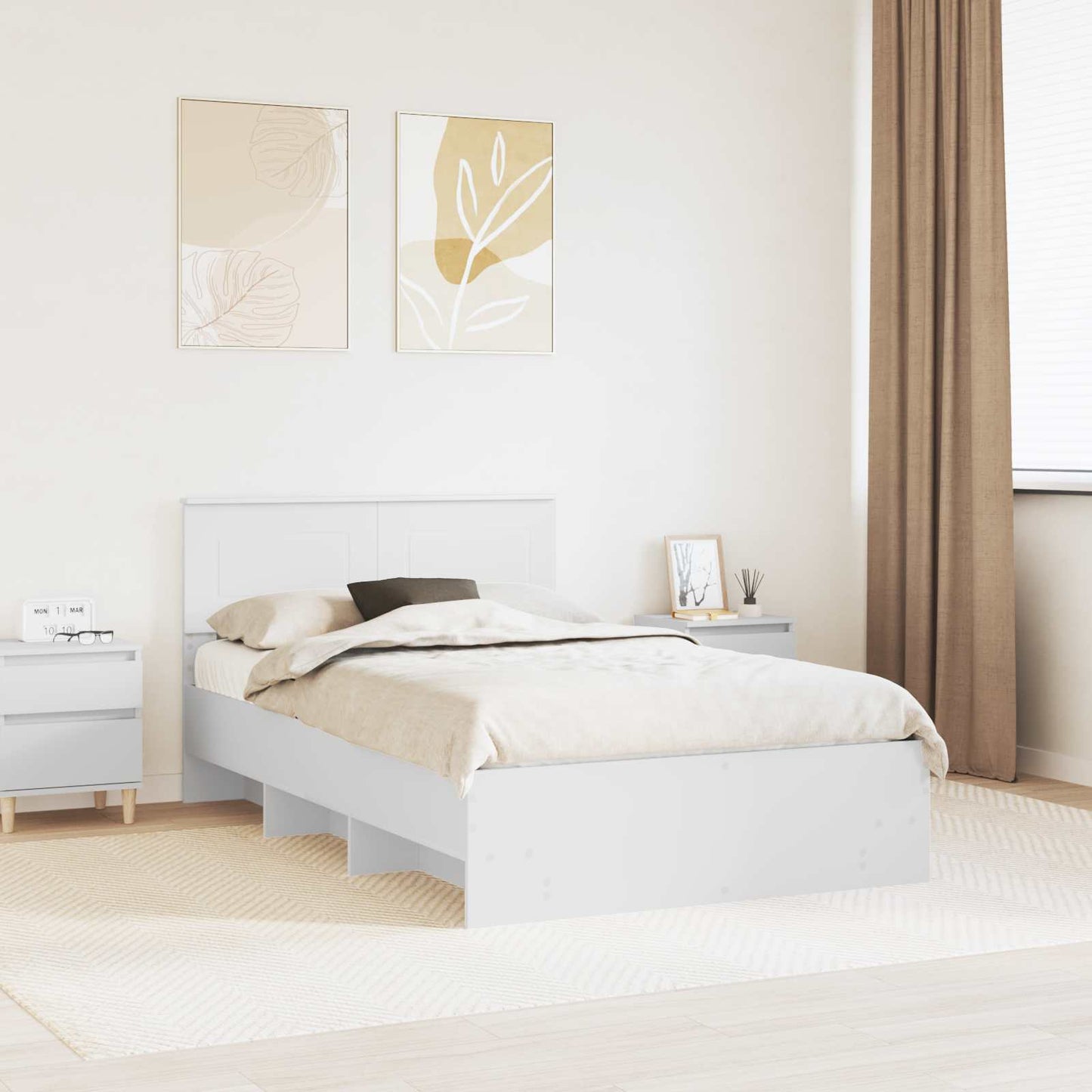 vidaXL Σκελετός Κρεβατιού Λευκό 120 x 123 εκ. Επεξεργασμένο ξύλο