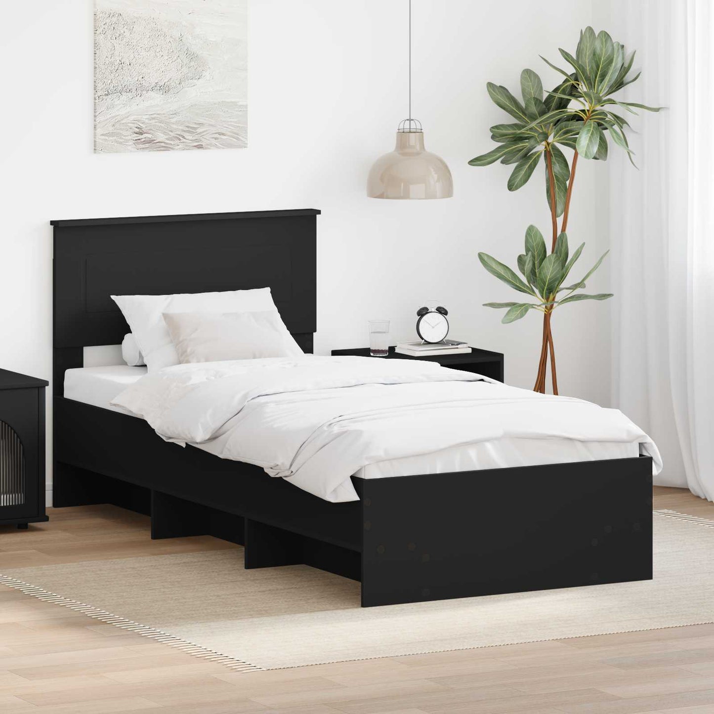 vidaXL Σκελετός Κρεβατιού Μαύρο 80 x 200 cm Επεξεργασμένο ξύλο