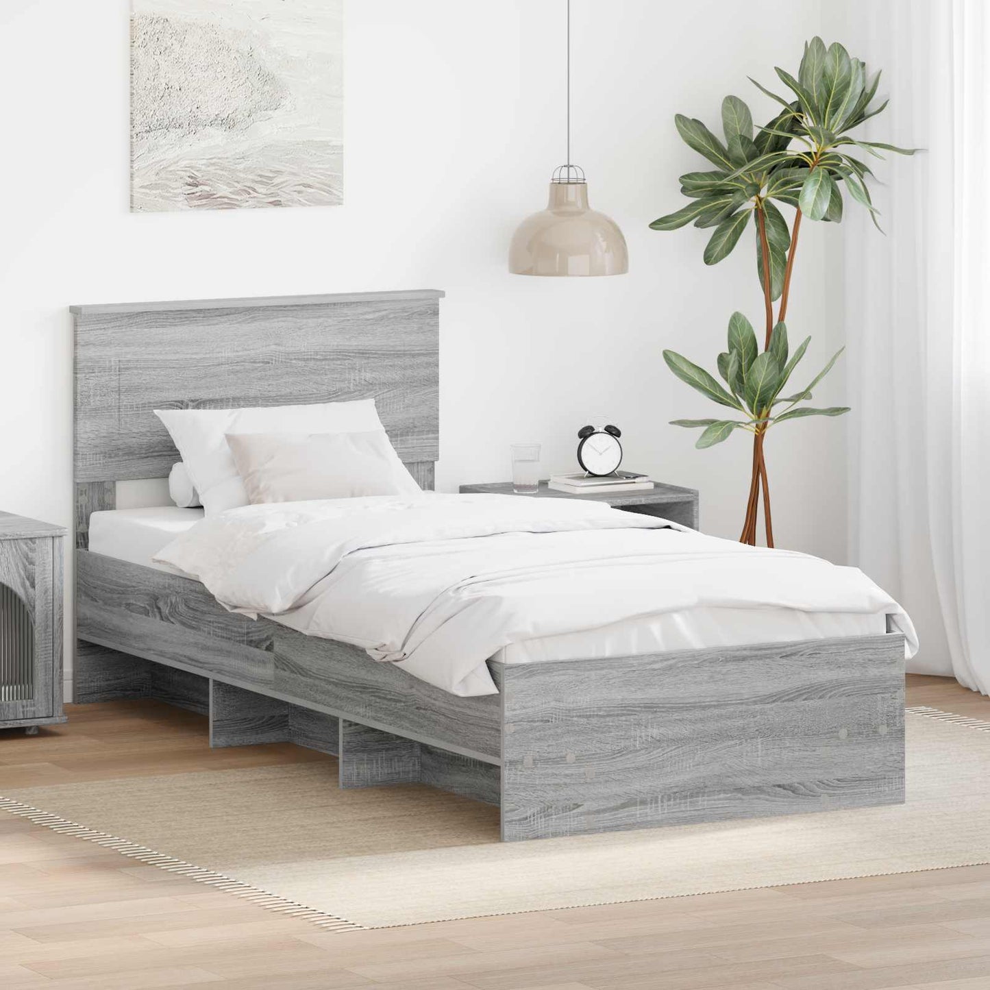 vidaXL Σκελετός Κρεβατιού Γκρίζο Σονομα 80 x 200 cm Επεξεργασμένο ξύλο