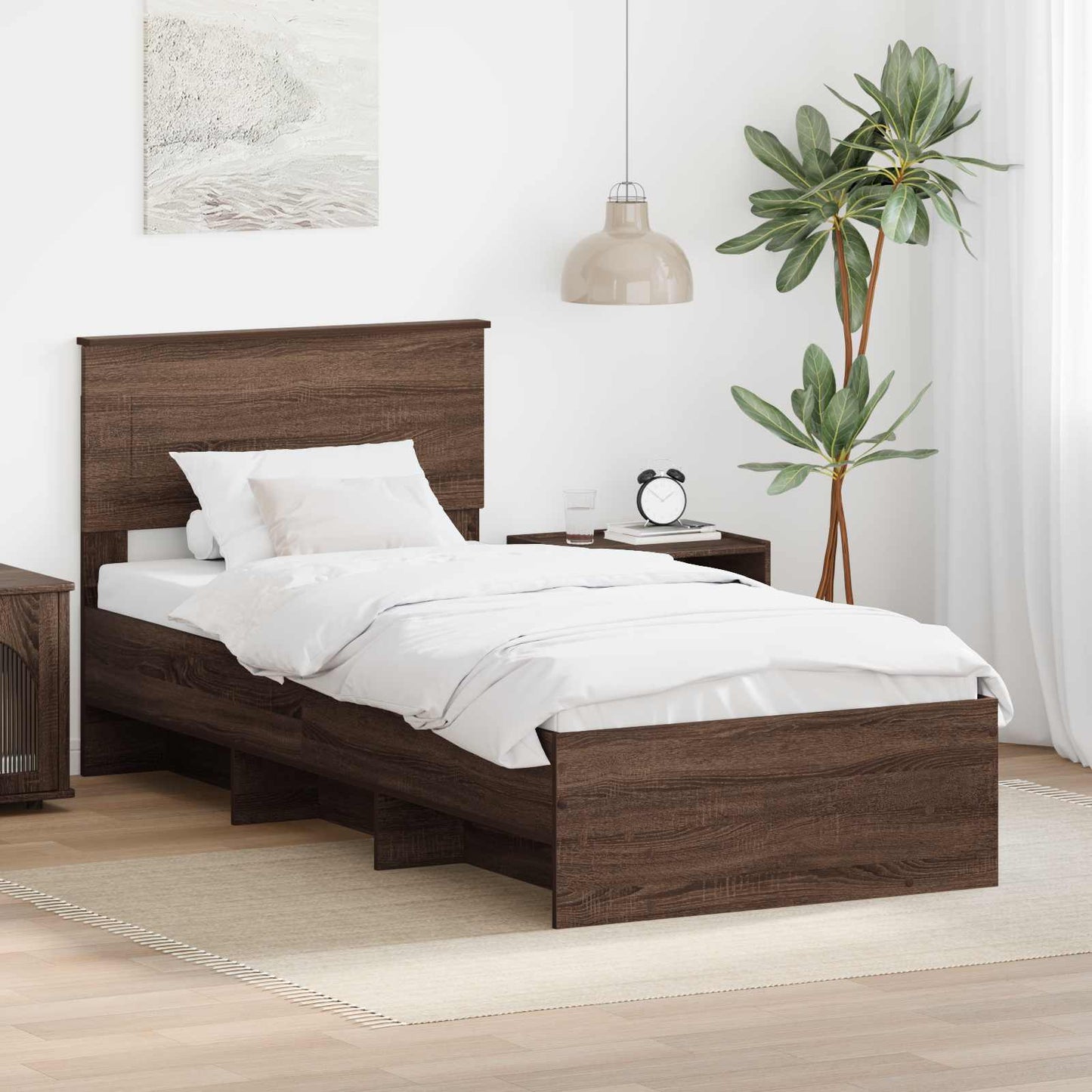 vidaXL Σκελετός Κρεβατιού Καφέ δρυς 80 x 200 cm Επεξεργασμένο ξύλο