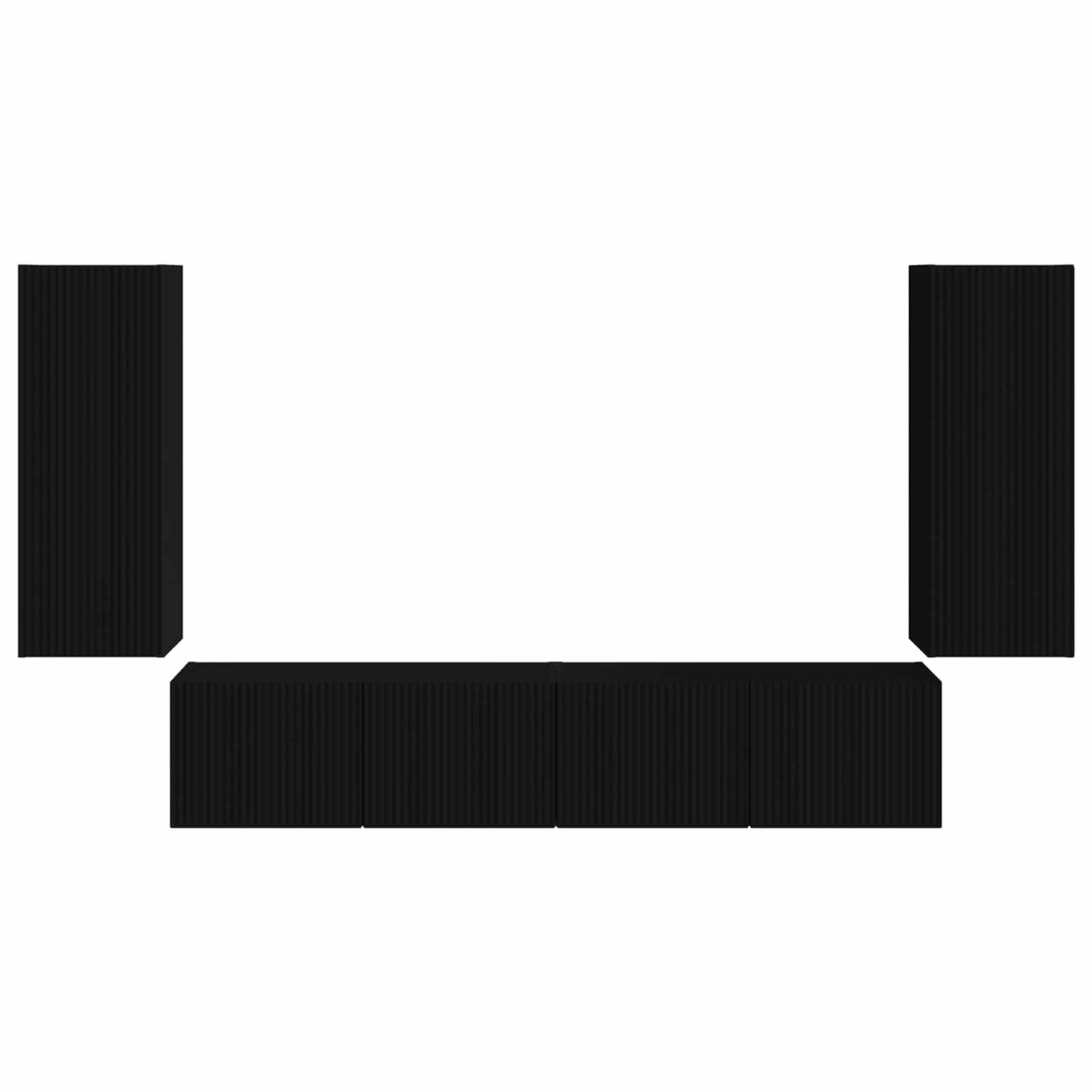 vidaXL Σετ τοίχου για τηλεόραση 4 pcs Μαύρο Επεξεργασμένο ξύλο