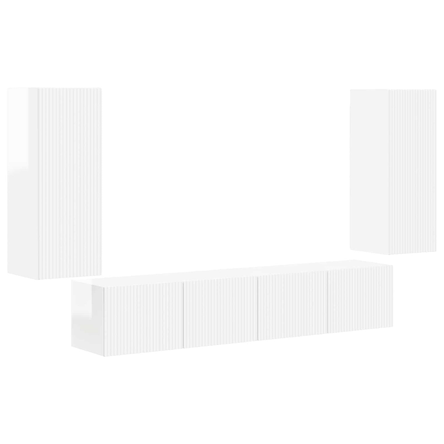 vidaXL Σετ τοίχου για τηλεόραση Επιτοίχιο 4 pcs Υψηλής γυαλάδας λευκό