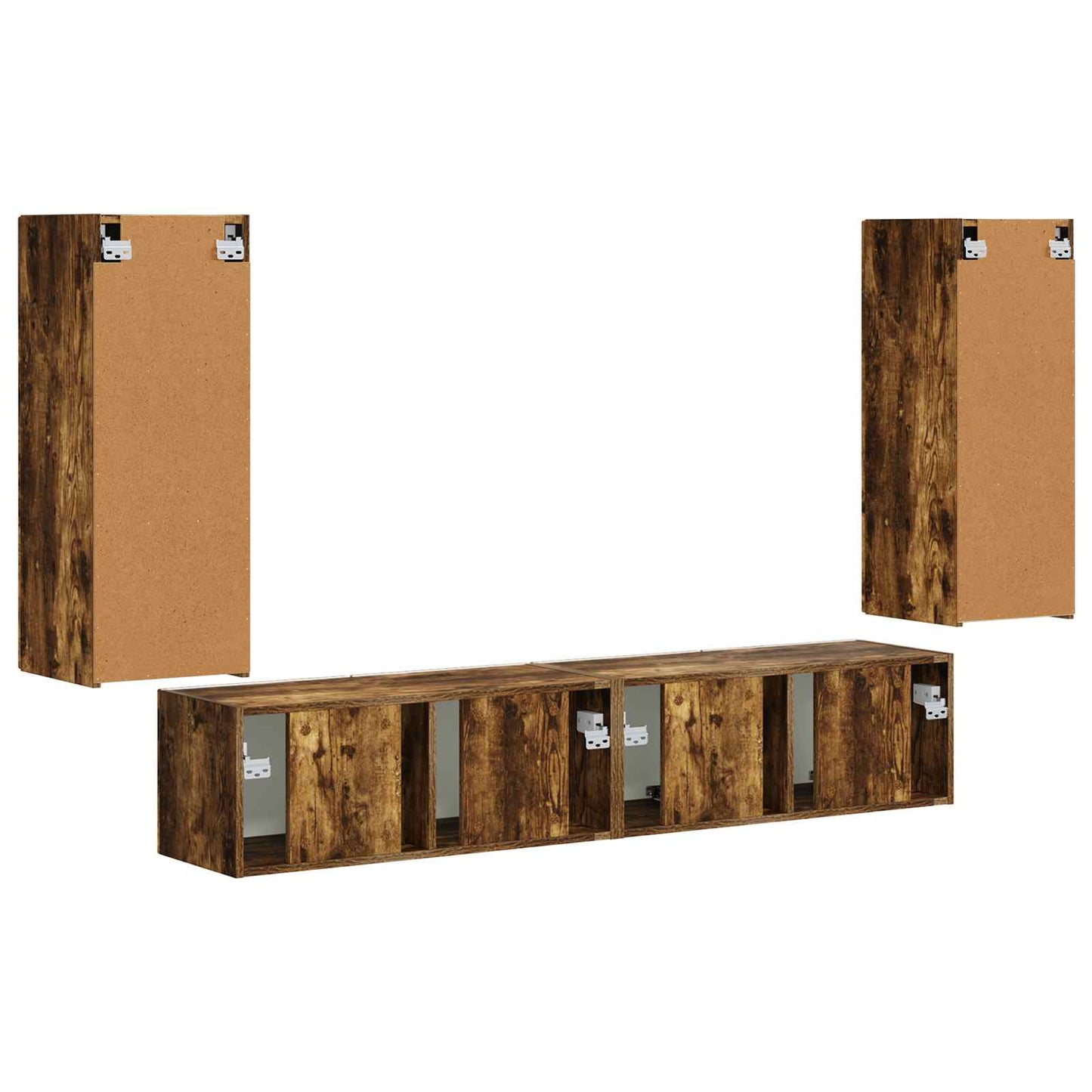 vidaXL Σετ τοίχου για τηλεόραση 4 pcs Καπνιστό Δρύς Επεξεργασμένο ξύλο