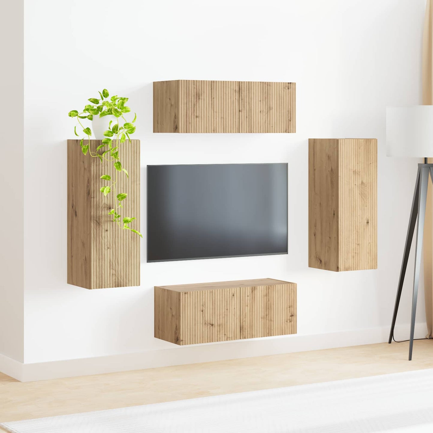 vidaXL Σετ τοίχου για τηλεόραση 4 pcs Artisan Oak Επεξεργασμένο ξύλο