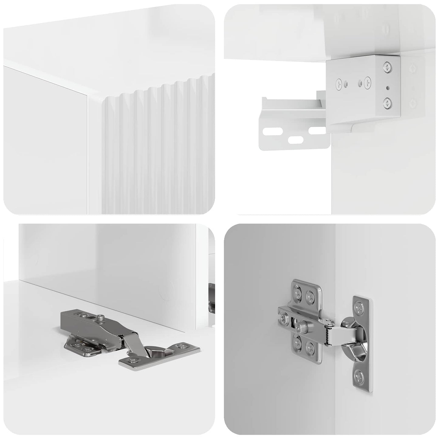 vidaXL Επιτοίχιο 4 pcs Υψηλής γυαλάδας λευκό