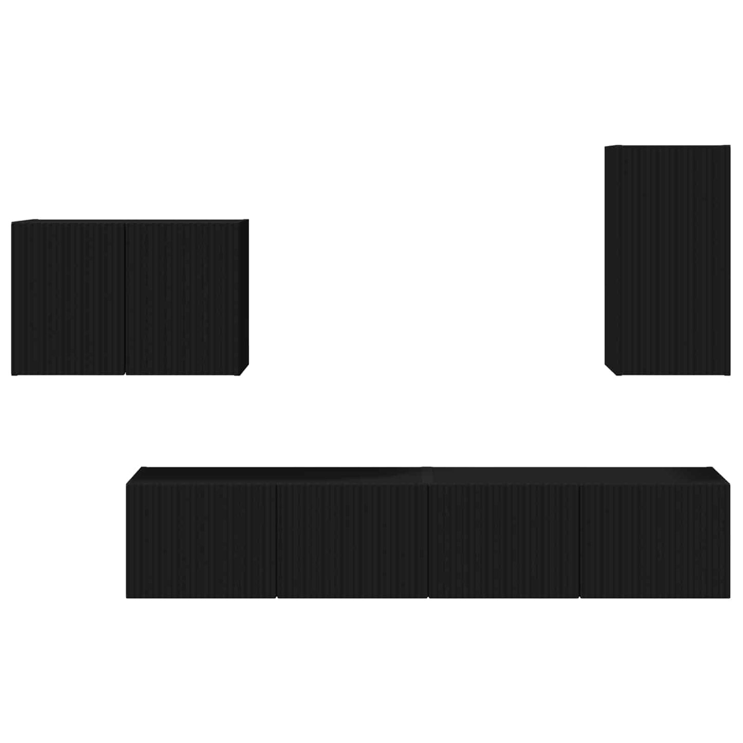 vidaXL Σετ τοίχου για τηλεόραση 4 pcs Μαύρο Επεξεργασμένο ξύλο