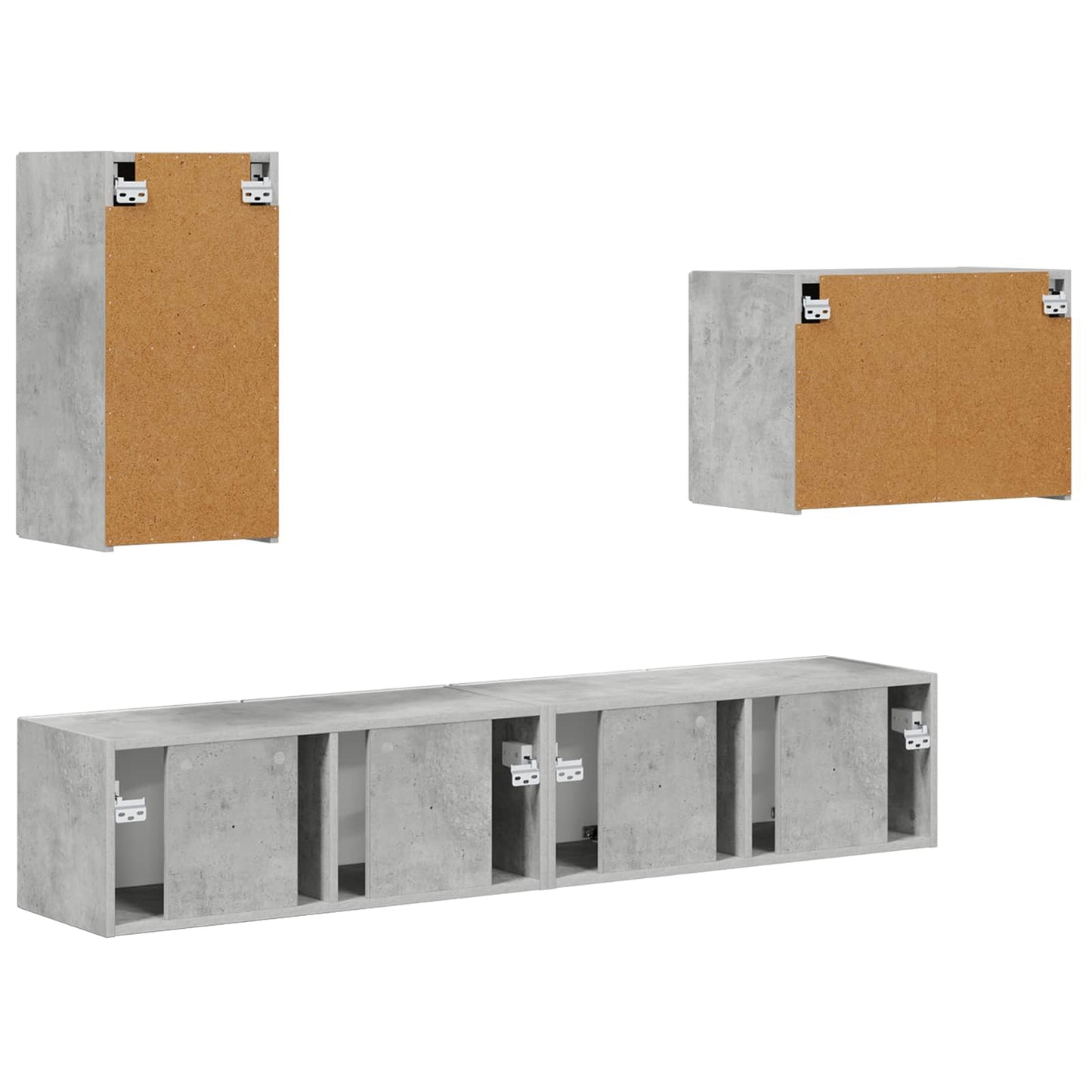 vidaXL Σετ τοίχου για τηλεόραση Επιτοίχιο 4 pcs Σκυρόδεμα Γκρι