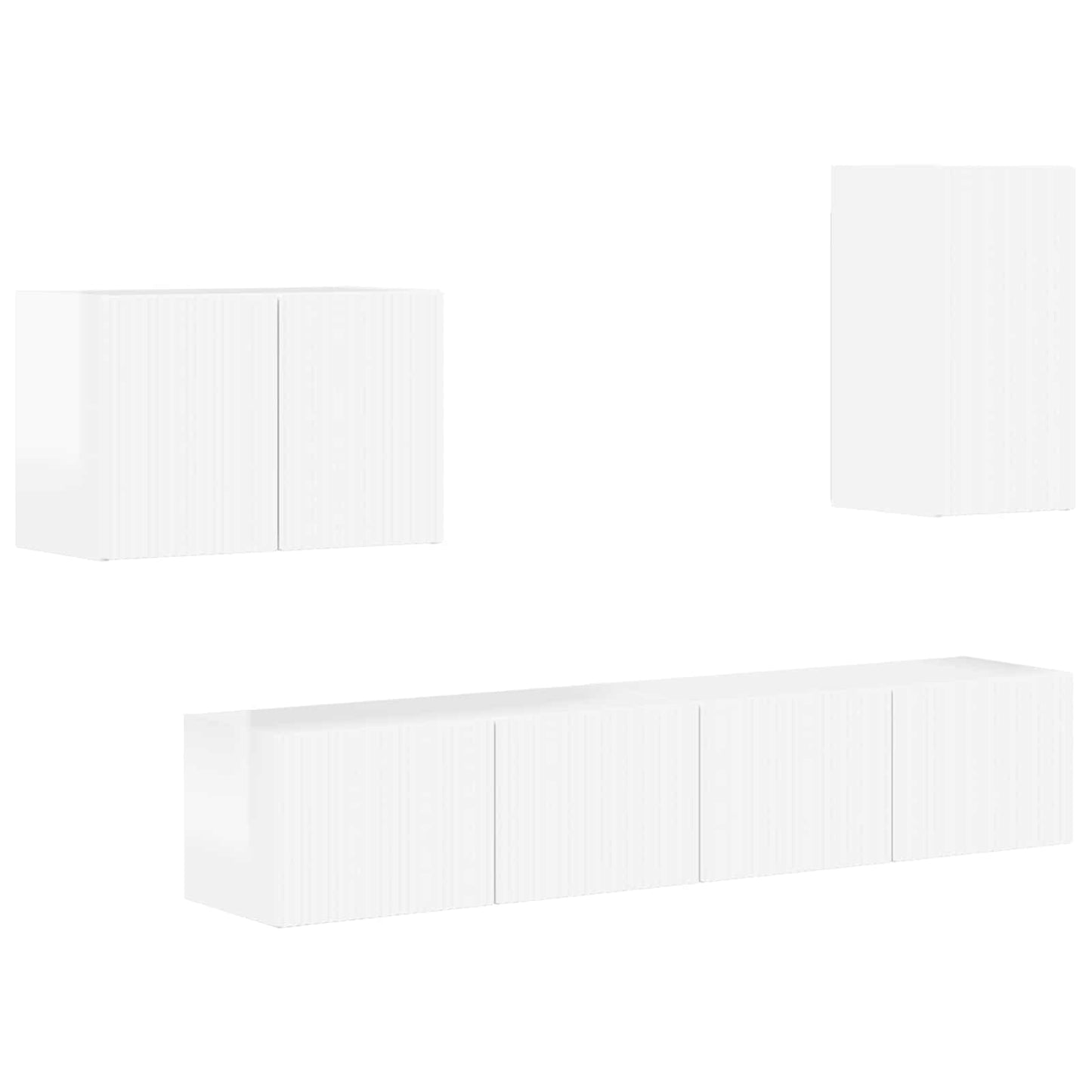 vidaXL Σετ τοίχου για τηλεόραση Επιτοίχιο 4 pcs Υψηλής γυαλάδας λευκό