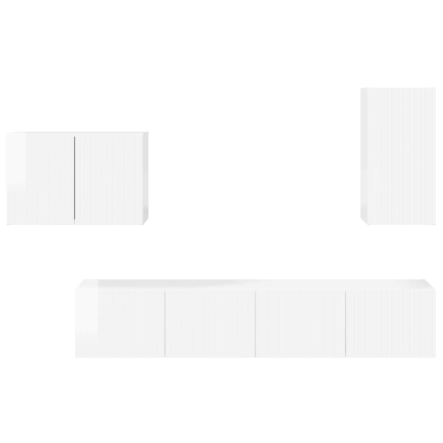 vidaXL Σετ τοίχου για τηλεόραση Επιτοίχιο 4 pcs Υψηλής γυαλάδας λευκό