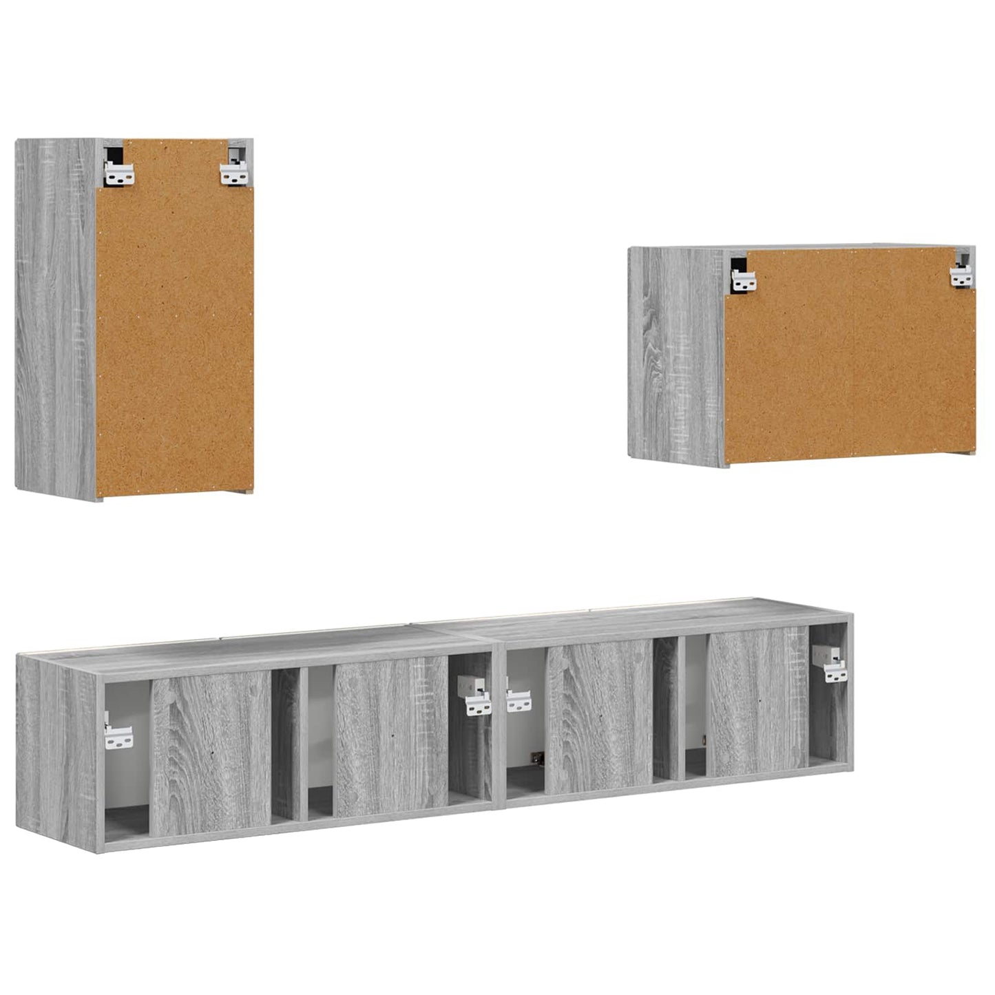 vidaXL Σετ τοίχου για τηλεόραση 4 pcs Γκρίζο Σονομα Επεξεργασμένο ξύλο