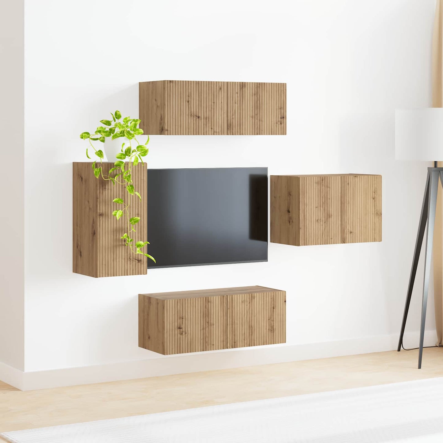 vidaXL Σετ τοίχου για τηλεόραση 4 pcs Artisan Oak Επεξεργασμένο ξύλο