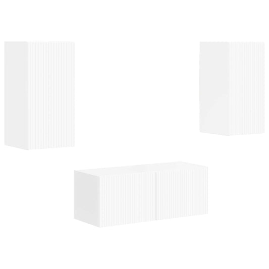 vidaXL Σετ επίπλου τηλεόρασης Επιτοίχιο 2 pcs Υψηλής γυαλάδας λευκό