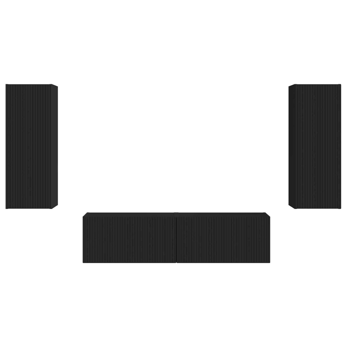 vidaXL Σετ επίπλου τηλεόρασης Επιτοίχιο 2 pcs Μαύρο Επεξεργασμένο ξύλο