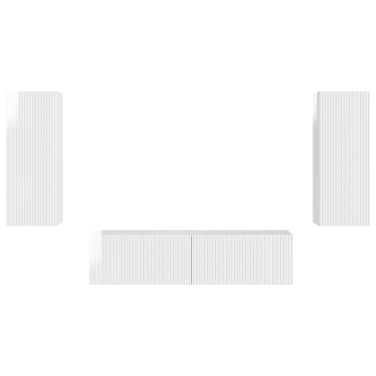 vidaXL Σετ επίπλου τηλεόρασης Επιτοίχιο 2 pcs Υψηλής γυαλάδας λευκό