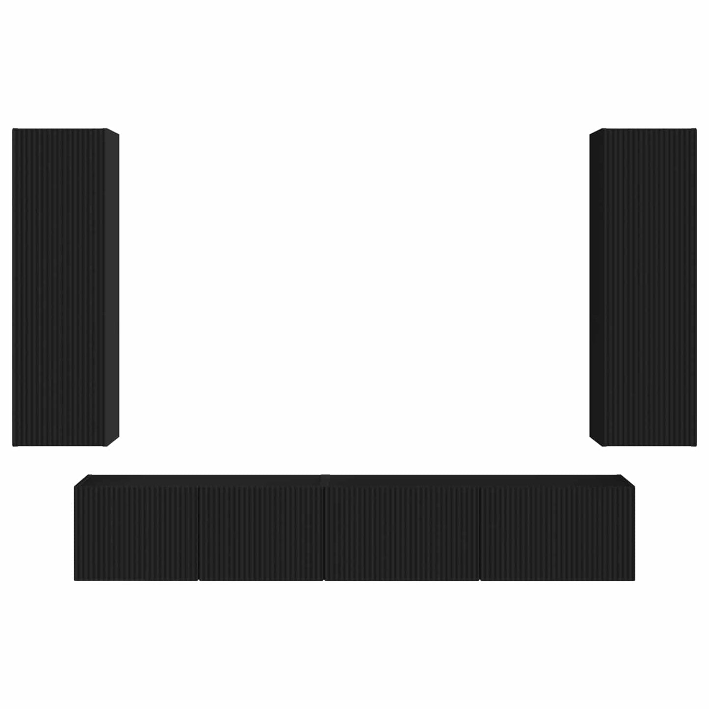 vidaXL Σετ επίπλου τηλεόρασης Επιτοίχιο 3 pcs Μαύρο Επεξεργασμένο ξύλο