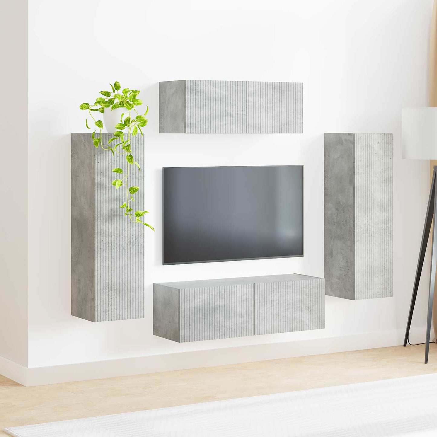 vidaXL Σετ επίπλου τηλεόρασης 3 pcs Σκυρόδεμα Γκρι Επεξεργασμένο ξύλο