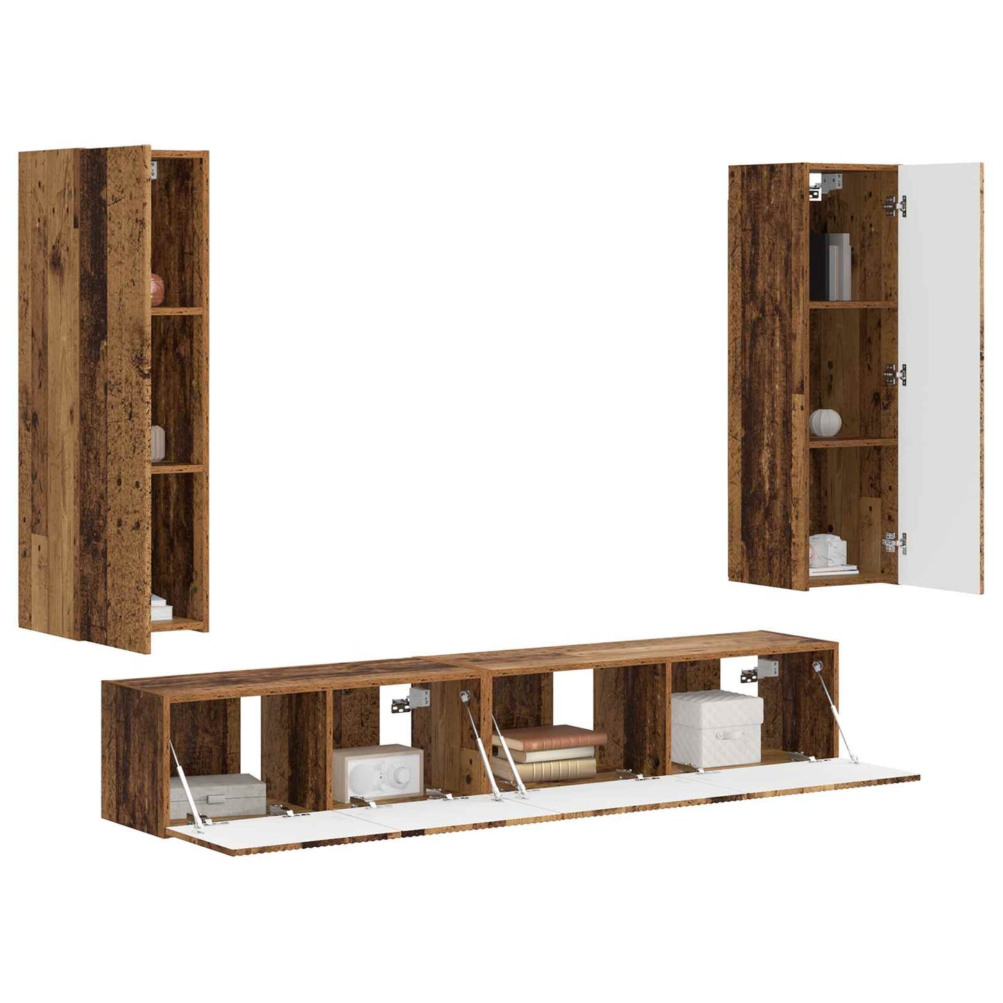 vidaXL Σετ επίπλου τηλεόρασης 3 pcs Παλιό ξύλο Επεξεργασμένο ξύλο