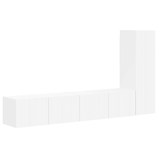 vidaXL Σετ επίπλου τηλεόρασης Επιτοίχιο 2 pcs Λευκό Επεξεργασμένο ξύλο