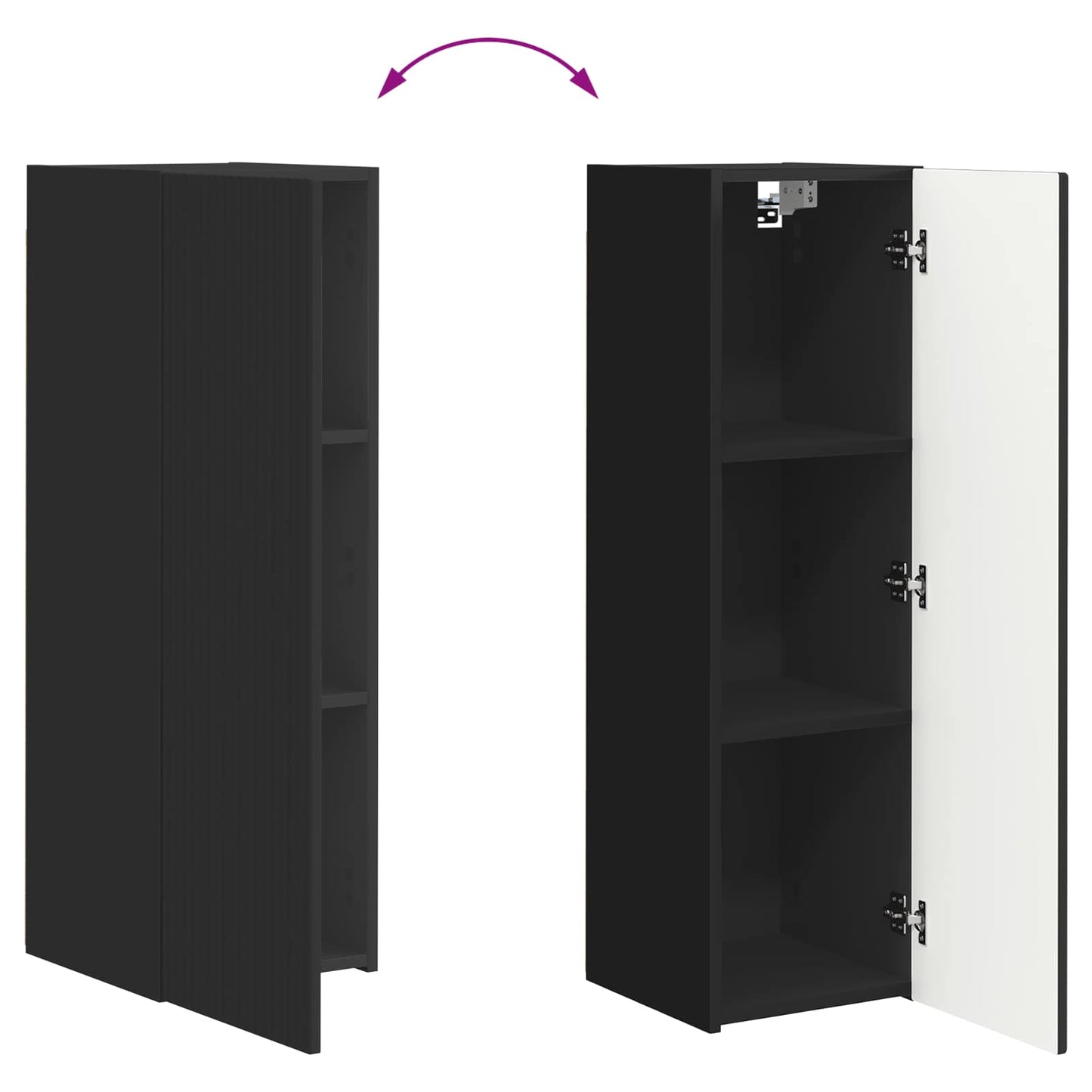 vidaXL Σετ επίπλου τηλεόρασης Επιτοίχιο 2 pcs Μαύρο Επεξεργασμένο ξύλο