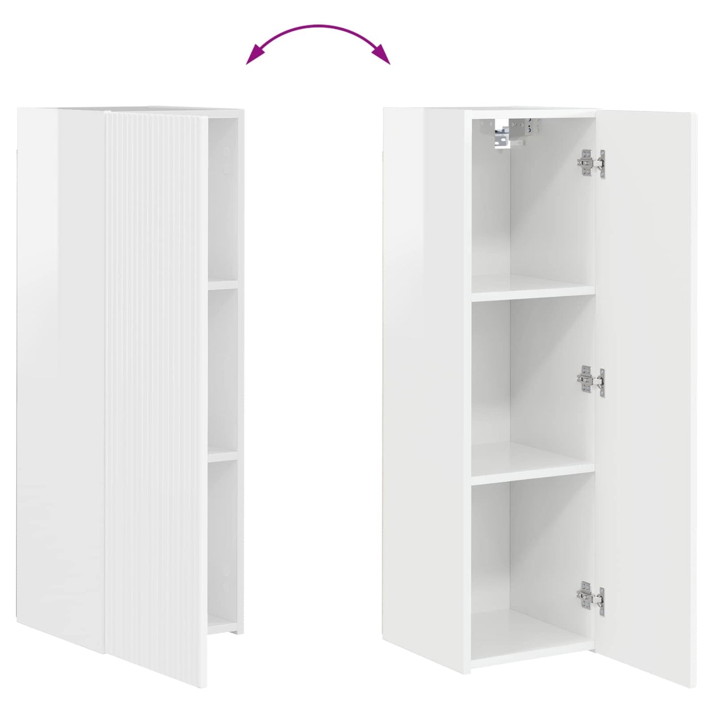 vidaXL Σετ επίπλου τηλεόρασης Επιτοίχιο 2 pcs Υψηλής γυαλάδας λευκό