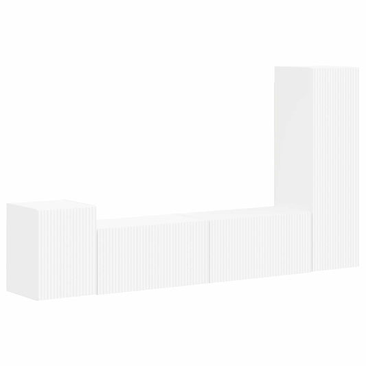 vidaXL Σετ επίπλου τηλεόρασης Επιτοίχιο 4 pcs Λευκό Επεξεργασμένο ξύλο