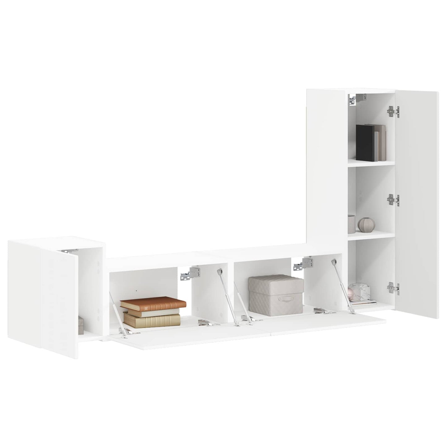 vidaXL Σετ επίπλου τηλεόρασης Επιτοίχιο 4 pcs Λευκό Επεξεργασμένο ξύλο