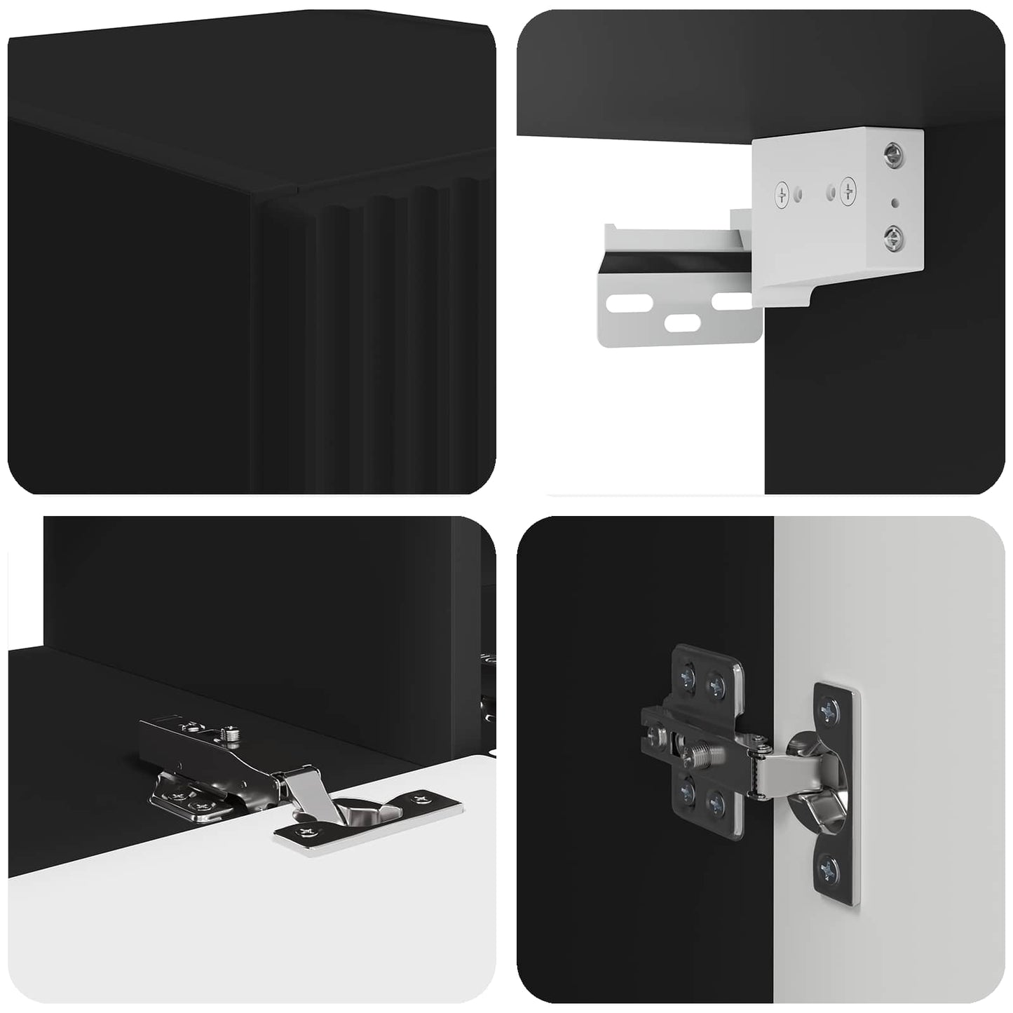 vidaXL Σετ επίπλου τηλεόρασης Επιτοίχιο 4 pcs Μαύρο Επεξεργασμένο ξύλο