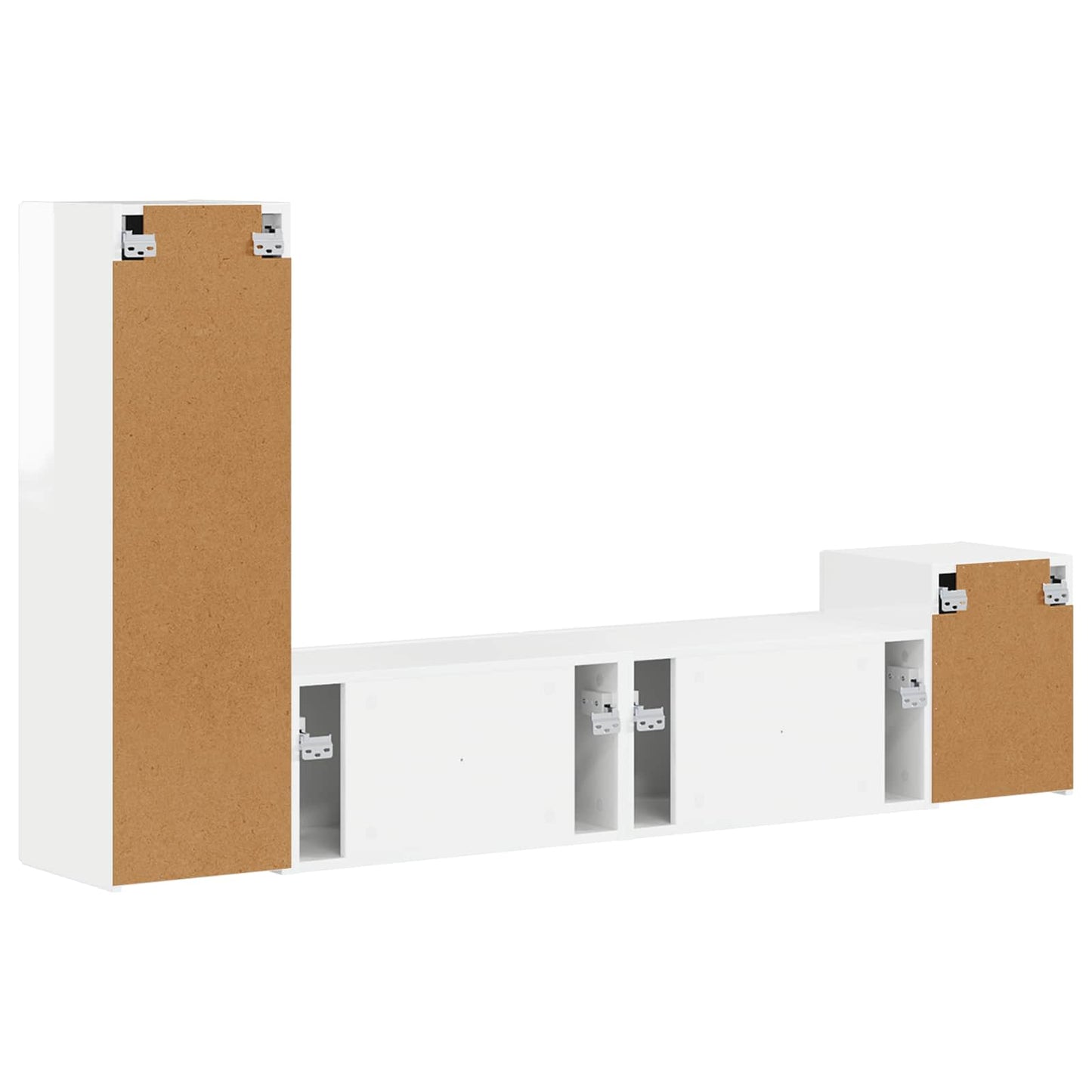 vidaXL Σετ επίπλου τηλεόρασης Επιτοίχιο 4 pcs Υψηλής γυαλάδας λευκό