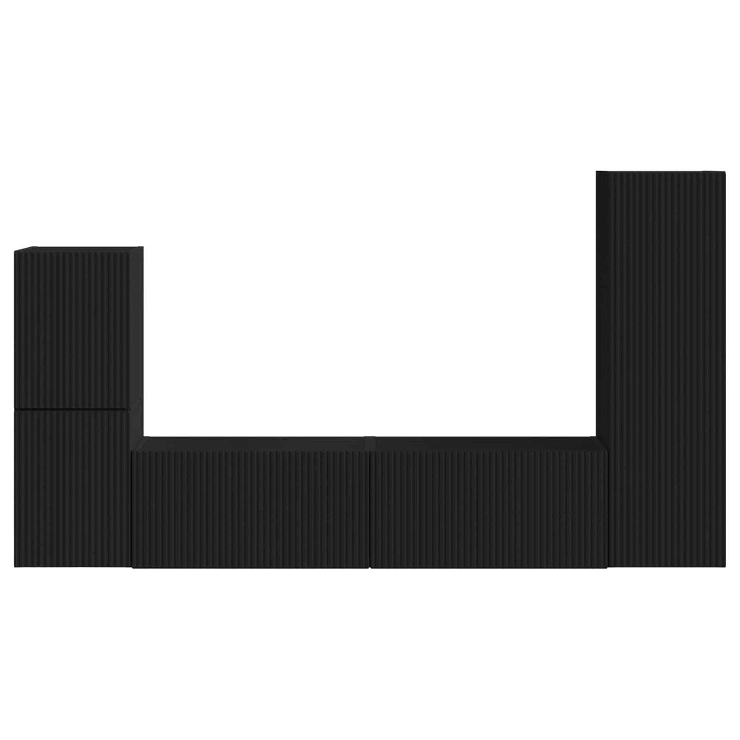 vidaXL Σετ επίπλου τηλεόρασης Επιτοίχιο 4 pcs Μαύρο Επεξεργασμένο ξύλο