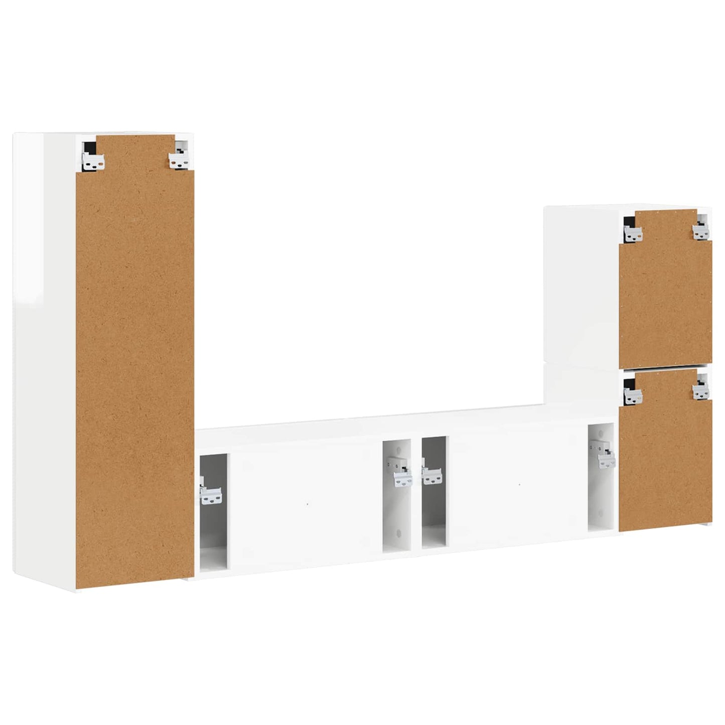 vidaXL Σετ επίπλου τηλεόρασης Επιτοίχιο 4 pcs Υψηλής γυαλάδας λευκό