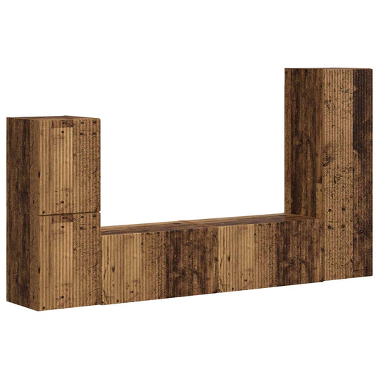 vidaXL Σετ επίπλου τηλεόρασης 4 pcs Παλιό ξύλο Επεξεργασμένο ξύλο