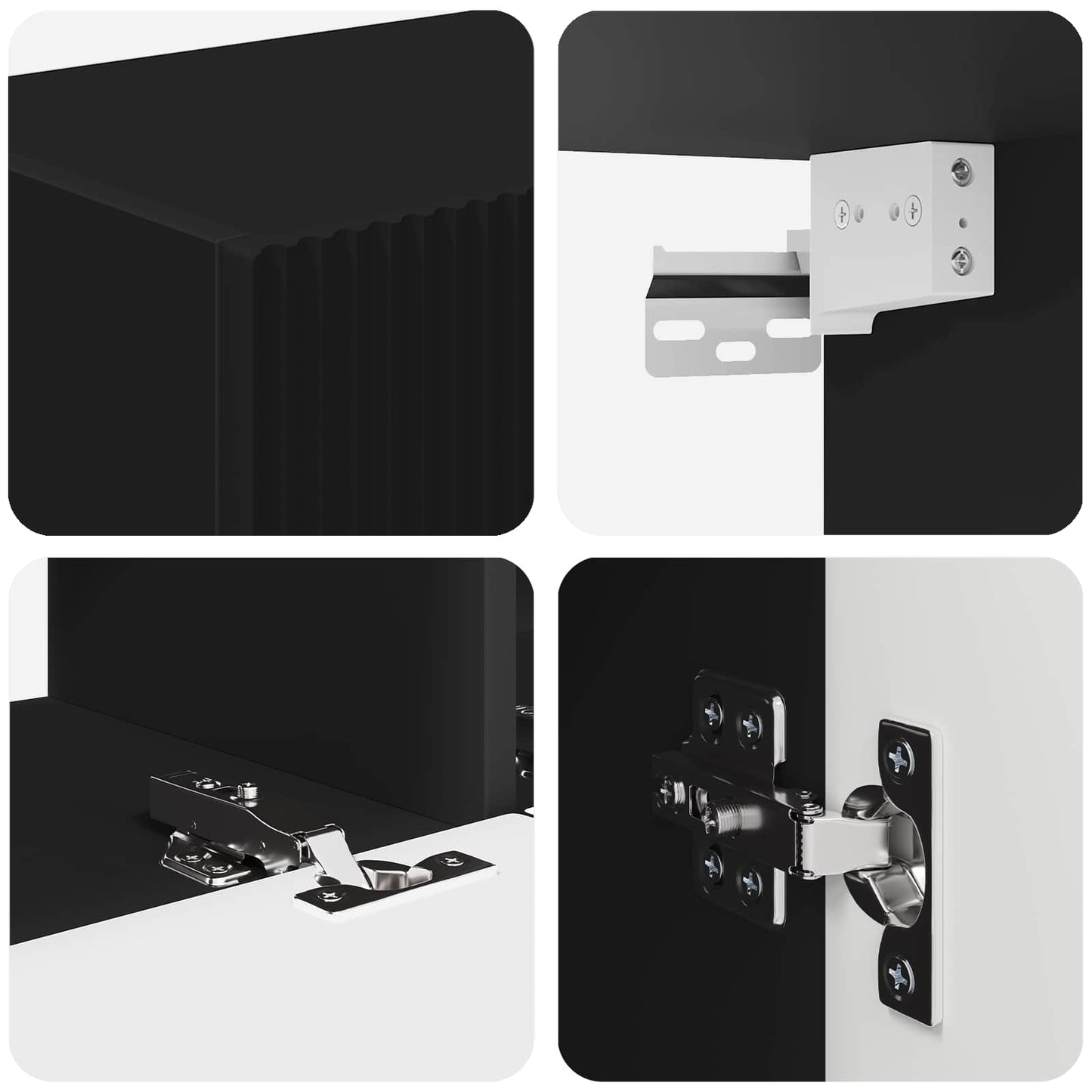 vidaXL Σετ επίπλου τηλεόρασης Επιτοίχιο 4 pcs Μαύρο Επεξεργασμένο ξύλο