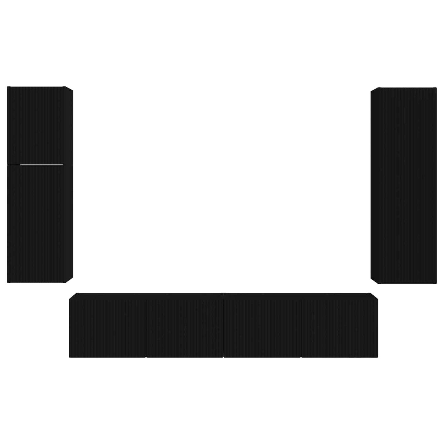 vidaXL Σετ επίπλου τηλεόρασης Επιτοίχιο 4 pcs Μαύρο Επεξεργασμένο ξύλο