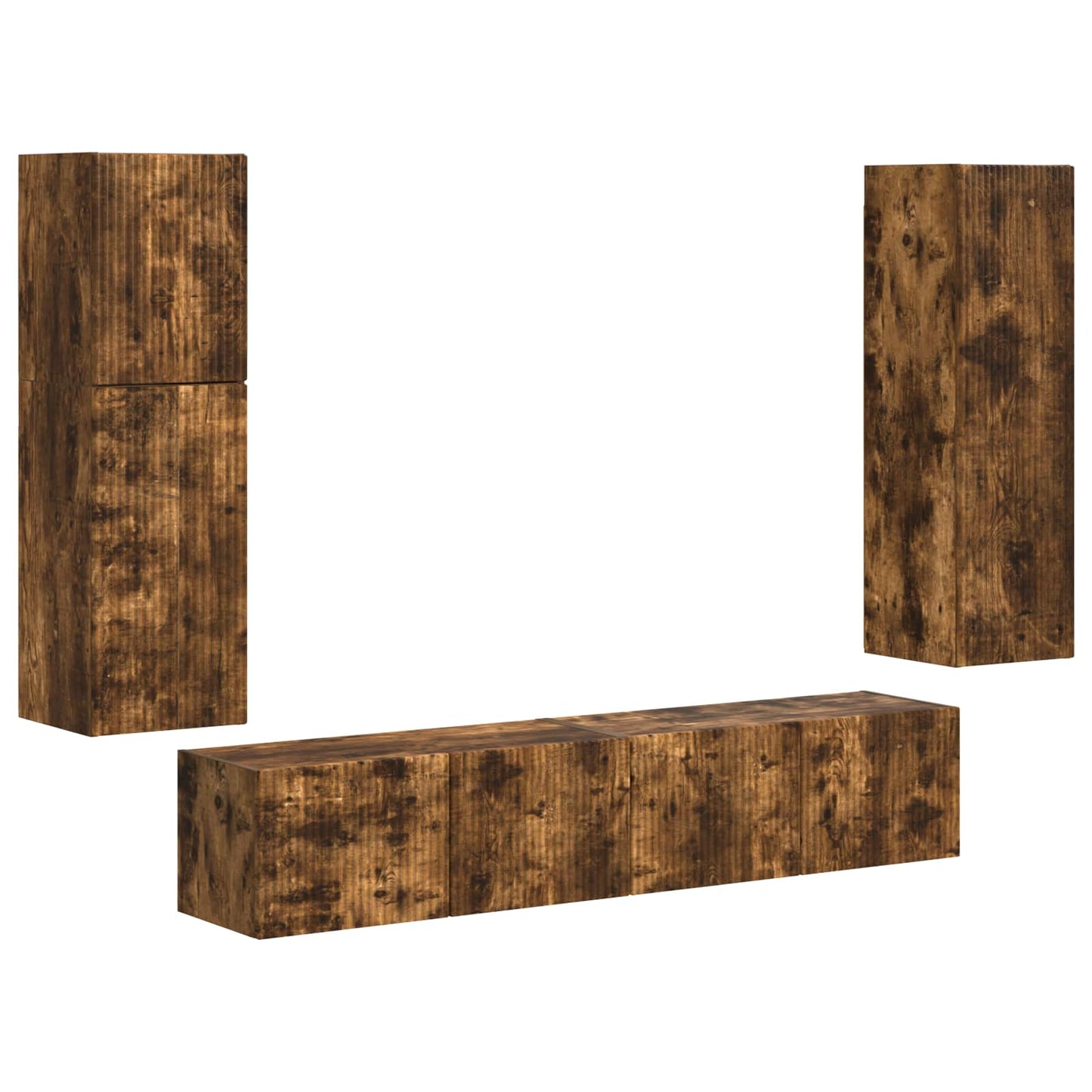 vidaXL Σετ επίπλου τηλεόρασης 4 pcs Καπνιστό Δρύς Επεξεργασμένο ξύλο