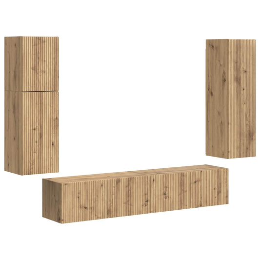 vidaXL Σετ επίπλου τηλεόρασης 4 pcs Artisan Oak Επεξεργασμένο ξύλο