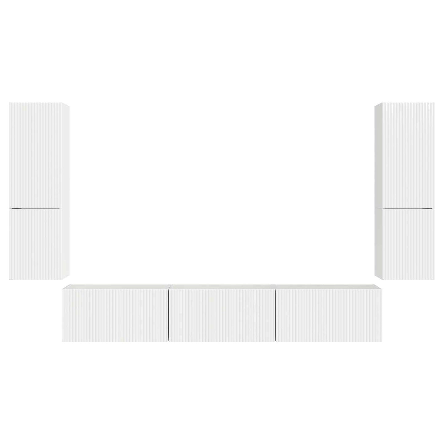 vidaXL Σετ επίπλου τηλεόρασης Επιτοίχιο 4 pcs Υψηλής γυαλάδας λευκό